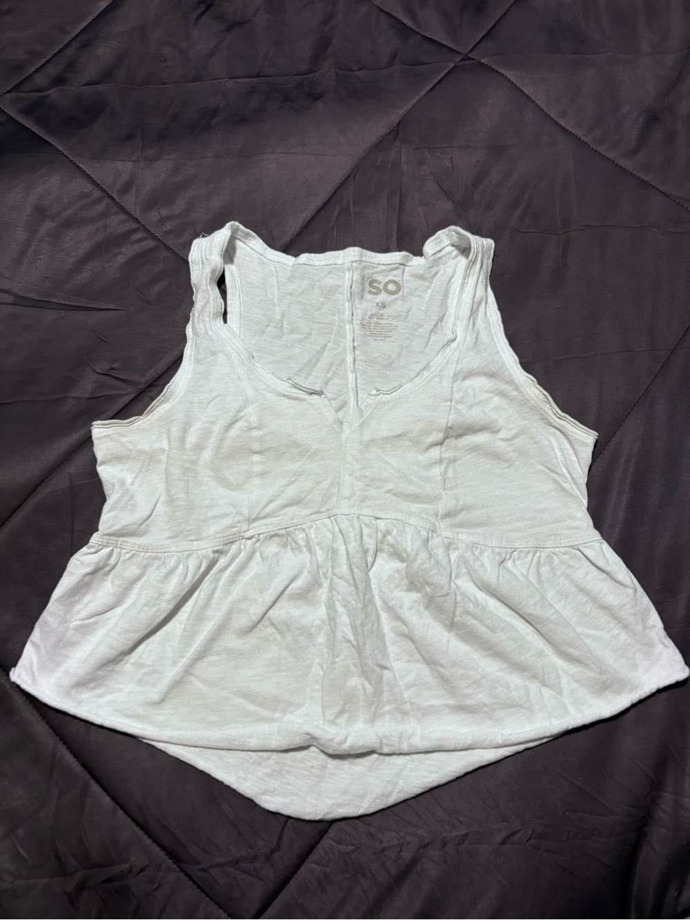 SO White Peplum-Style Racerback Tank